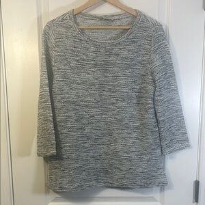 Black/white/grey three quarter sleeve sweater Loft Size medium